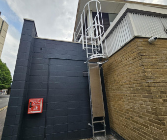 caged access ladder for roof access