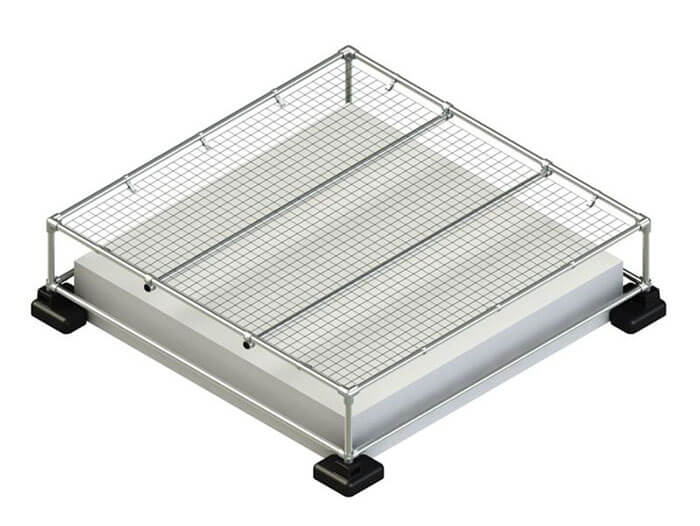 raised skylight railing with mesh