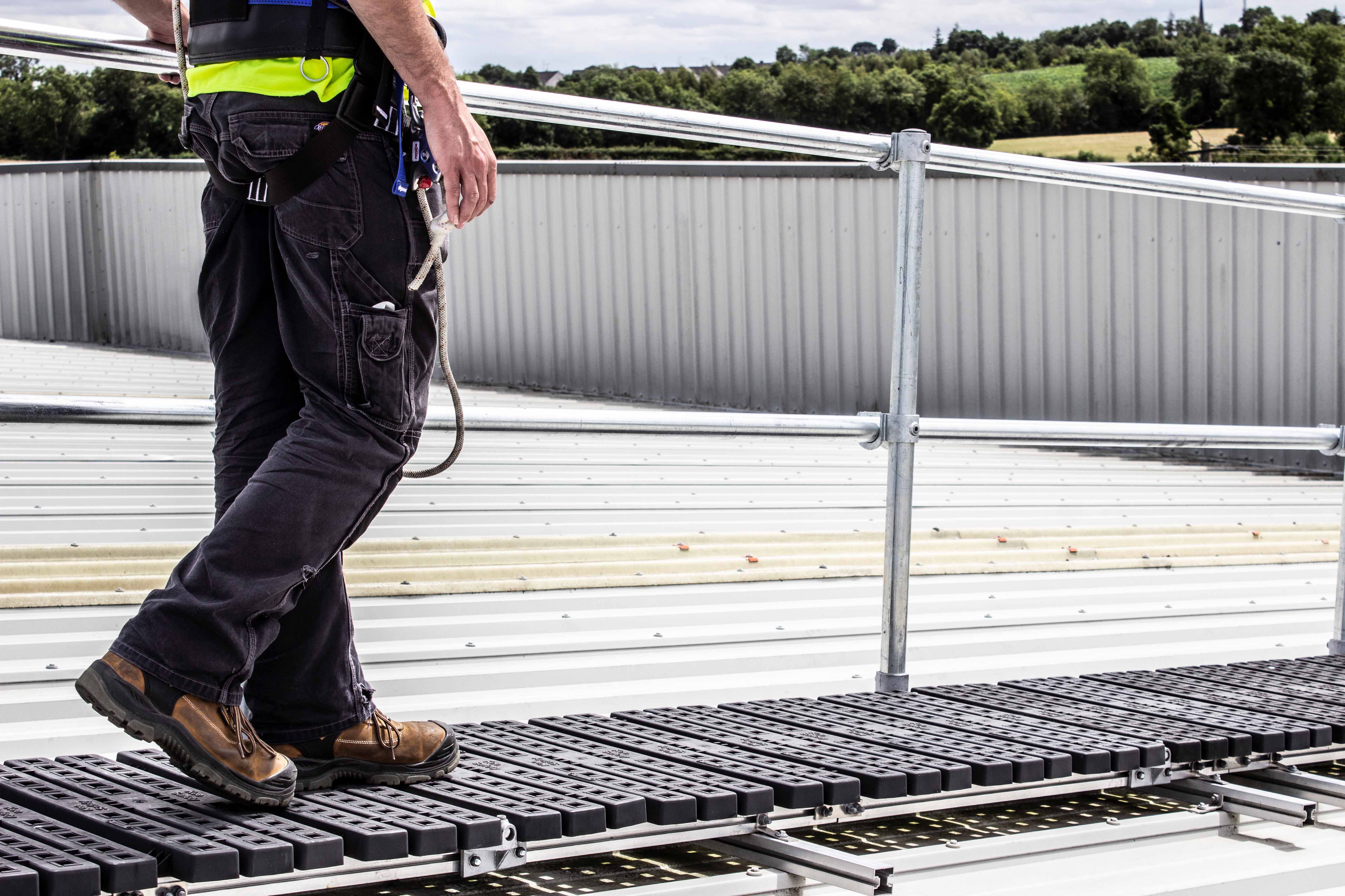 roof safety walkway with handrail