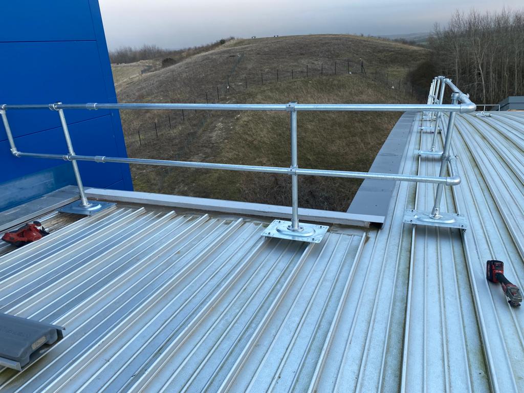 roof hand rail for standing seam roofs